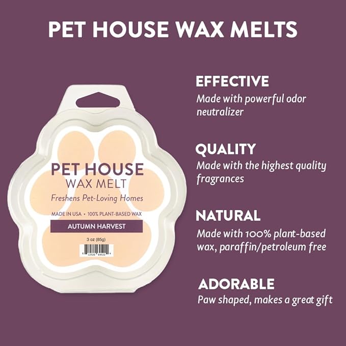 One Fur All Pet House Wax Melts - Autumn Harvest Pack of 2 - Pet Odor Eliminating Wax Melts - Long-Lasting Scented Wax Melts - Pet-Friendly Wax Melts - Natural Wax Melts