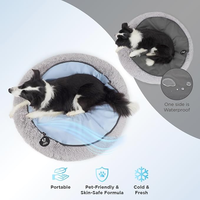 Small Donut Dog Bed, Calming Dog Bed Washable Ideal for Small to Large Dogs and Cats & Round Dog Bed,Anti-Anxiety Multiple Sizes (Light Grey, Combo Small (23" L x 23" W x 7" Th))