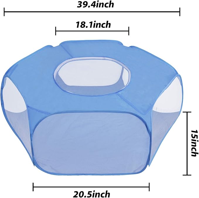 Portable Pet Tent Small Animal Pet Playpen Breathable Transparent Pet Tent with Zipper Top Cover Indoor Outdoor Foldable Cage Exercise Yard Fence for Kitten Puppy Guinea Pig Small Dogs Cats