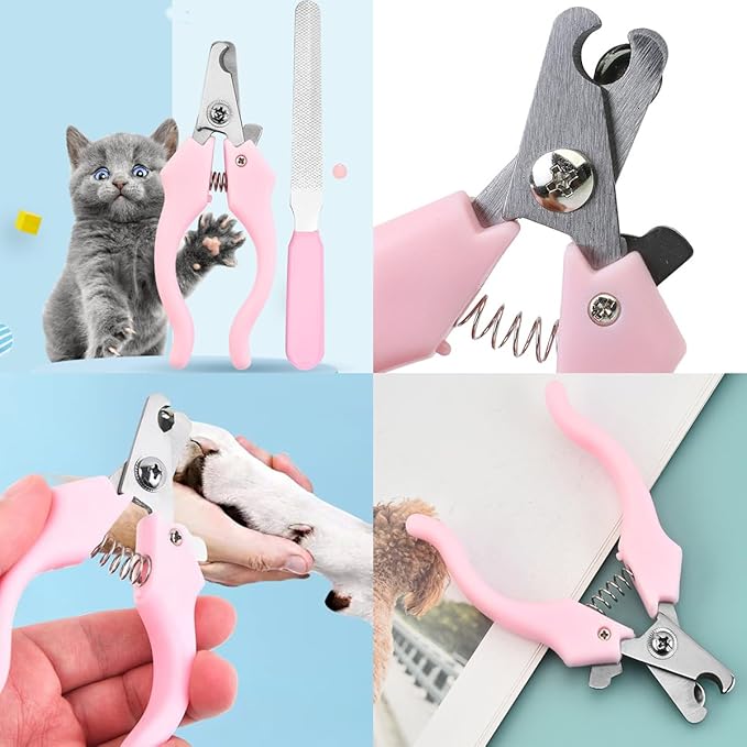 10PCS Cat&Dog Grooming Brush Kit,Self-Cleaning Grooming Brush Removes Loose Hair,Pet bath brush,Bath Massage Glove Brush, Nail Clipper, Flea Comb