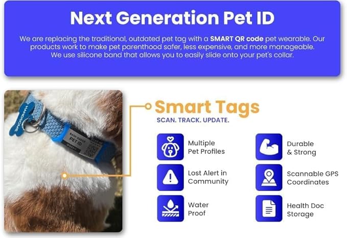 HeyBuddy® Slide Series - QR Code Smart Pet Tags for Dogs & Cats, Personalized Pet Tag Stores Multiple Information, Includes Passive Location Tracking, Real-Time Notification & Community Alerts