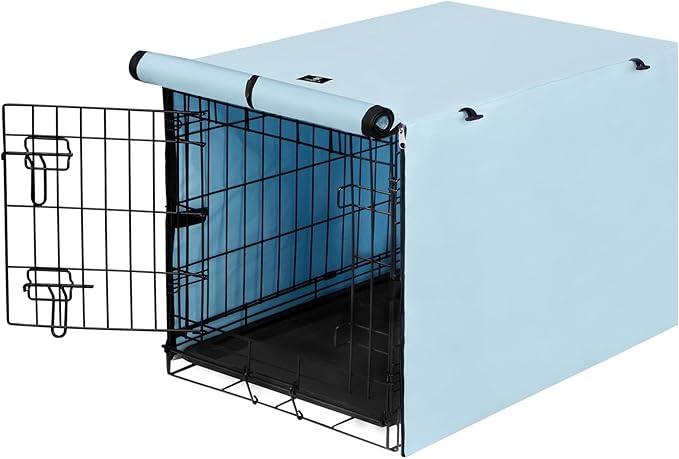 X-ZONE PET Double Door Dog Crate Cover - Polyester Pet Kennel Cover Fits 24 inches Wire Dog Cage Blue