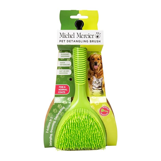 Michel Mercier Pet Detangling Brush Fine or Normal Fur - Pet Brush for Grooming, Detangling, Deshedding - Cat Brush and Dog Brush for Shedding - 1 pc