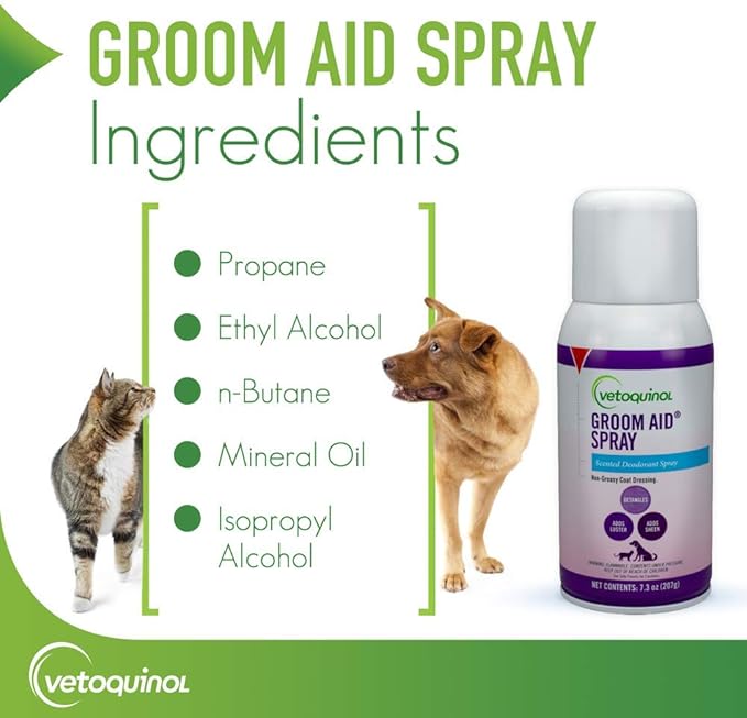 Vetoquinol Groom-Aid Detangler & Deodorizer Spray for Dogs & Cats, 7oz
