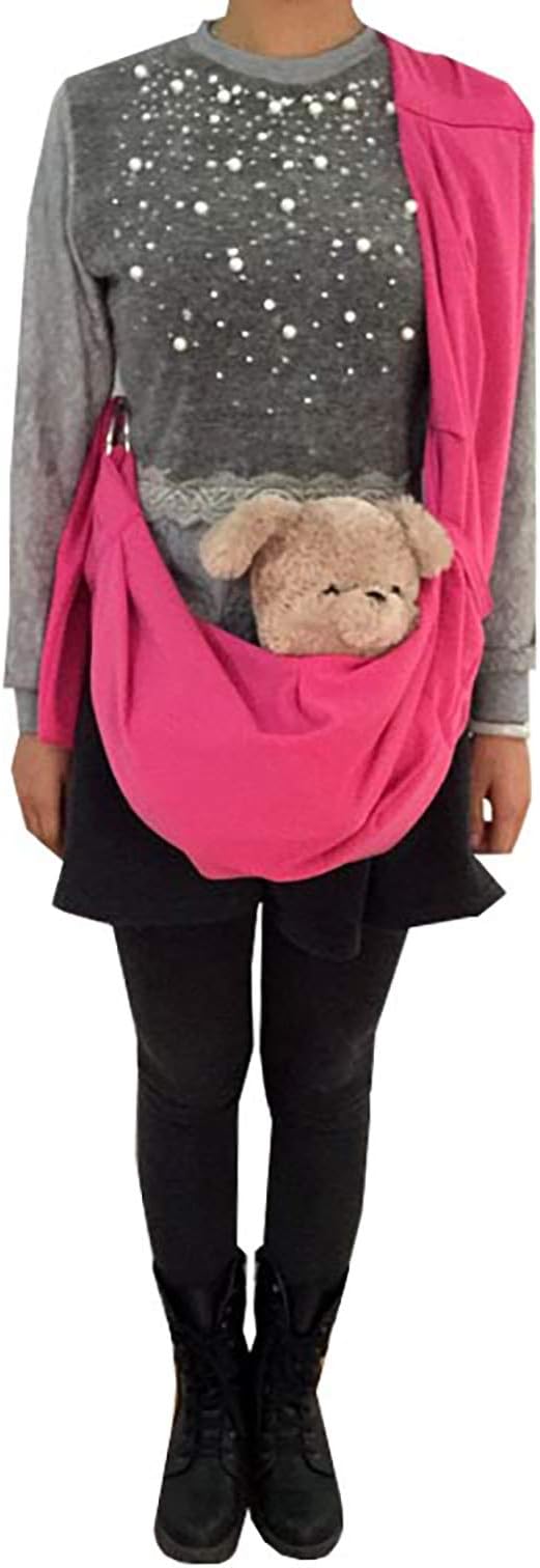 Surblue Pet Sling Carrier Bag with Hands-Free Reversible Belts, Safe Comfortable Adjustable Crossbody Shoulder Outdoor Travel Pet Tote Suitable for Small Dog Cat Puppy up to 12 lb (New Rose)