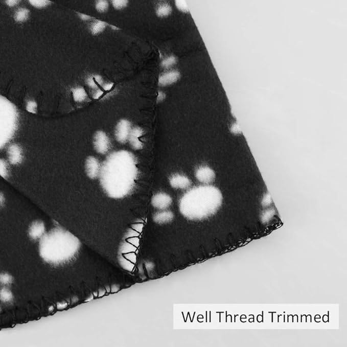 Comsmart Dog Blankets for Small Dogs, 6 Pack Puppy Blanket Cute Paw Print Pet Blanket for Dog, Puppy, Cat, Kitten, 39x35 inches, Black