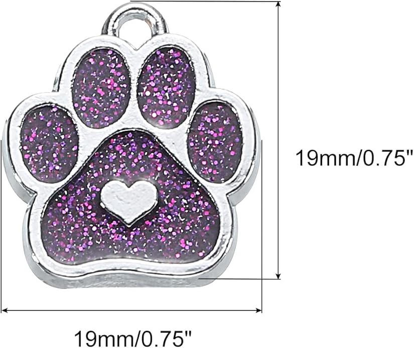 MECCANIXITY Cat Dog Paw Charm Footprint Paw Print Charm Alloy Enamel Pendants for DIY Jewelry Making, Earrings Necklaces Bracelets, Crafts