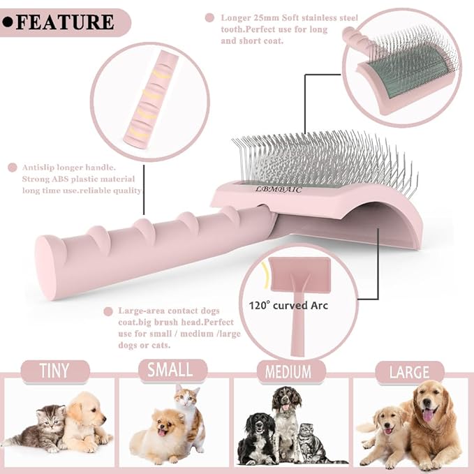 Super Dense Soft Slicker Brush for Thick and Long Fur Dogs - Grooming Brush for Fluff, Shedding, Tangles on Goldendoodles - 25mm (1")
