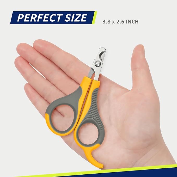 WePet Pet Nail Clippers U07.2, Professional Claw Trimmer, Scissor for Cats, Puppies, Kittens, Hamsters, Rabbits and Small Animals, Sharp, Safe, Small, Grey/Yellow