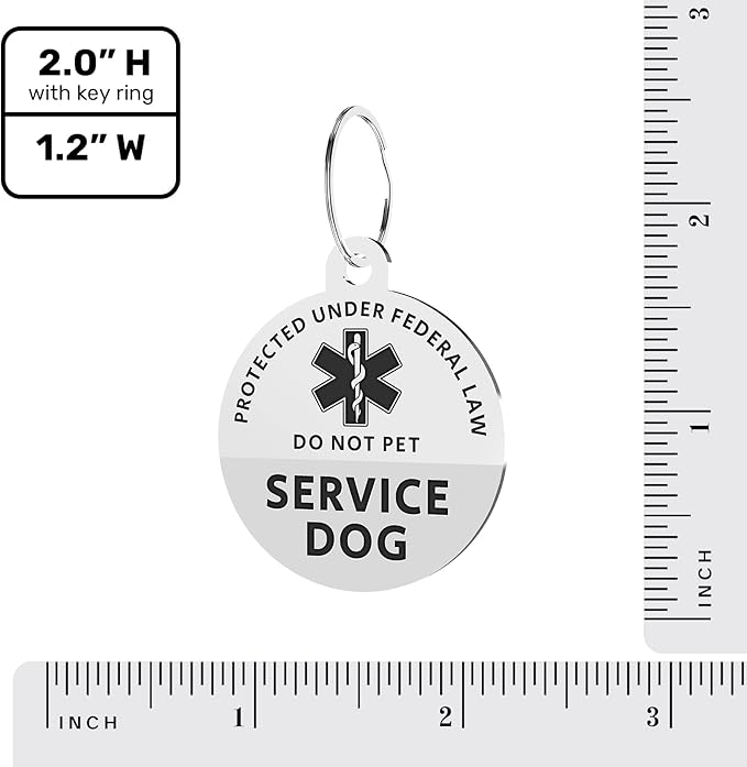 MYLUCKYTAG Service Dog Tag, QR Code Stainless Steel Pet ID Tag Dog Tag, Online Pet Profile, Pet Location Alert Email, Digital Pet Tag, Durable Pet ID, Dog Collar Tag, Engraved Pet Tag