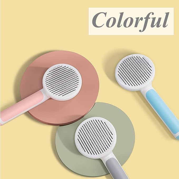 Slicker Brush for Dogs and Cats, Self Cleaning Hair Brush, Removes Undercoat Loose hair, Mats, Tangled and Dirt, Massages, for all hair types (Blue)