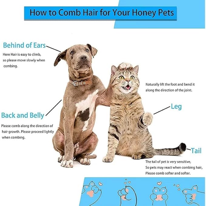 Pink Cat grooming brush, Pet hair brush with Massage Particles, Self Cleaning Dematting Comb for Dogs and Cats, Easy to Use, Ergonomic Handle Design