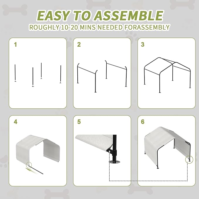 YAZ&OUZ Dog House Outdoor Large Breed, Dog Shade for Outside, 4'x4'x3' Outdoor Dog House Weatherproof & Snowproof with Sturdy Steel Frame & Ground Nails, Chicken House, Duck House