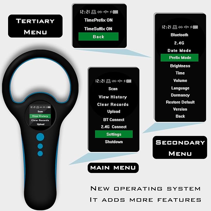 Smoostart Multifunction Bluetooth Microchip Scanner, Pet Microchip Reader with Latest Operating System, FDX-B/EMID 500 Records Data History Locally Available Or Upload to PC/Cell Phone/PAD