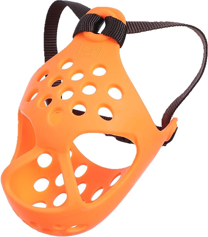 Short Snout Dog Muzzles,Soft Silicone Adjustable Breathable Bulldog Muzzle for Biting Chewing Barking Training,Ideal for Flat-Faced Dogs (M, Orange)