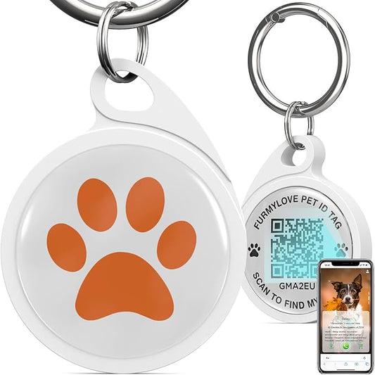 QR Code Dog Tag, Smart ID Tags, Dog Tags Personalized Lightweight Silent ID Tag for Kids Pets Bags Keys, Orange
