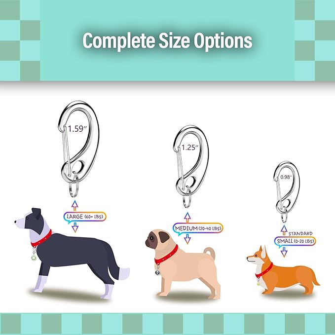 Divoti Leash King Pet Tag Quick Clip/Sping-Load Hook Combo for Pet ID Tags - 1 Per Standard/Medium/Large