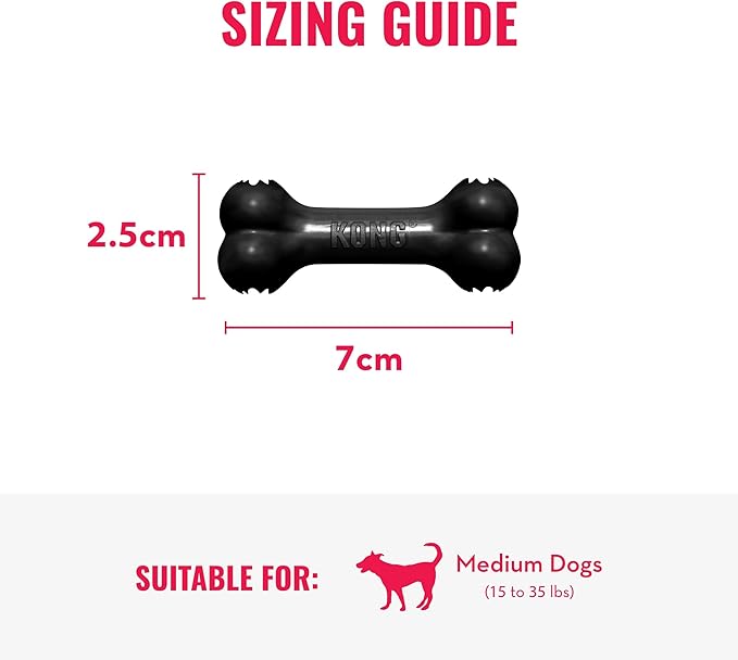 KONG - Extreme Goodie Bone - KONG's Most Durable Natural Rubber Dog Bone for Power Chewers - Black - For Medium Dogs