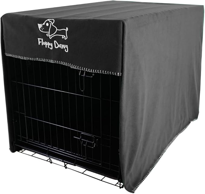 Floppy Dawg Crate Cover. Fits 42 Inch Dog Crates or Smaller. Easy to Put On, Take Off, and Adjust. Doubles as a Comfy Blanket. Slate Gray Lightweight and Breathable Polar Fleece