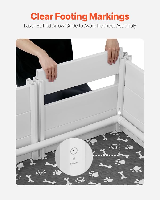 VEVOR Dogs Whelping Box, 38.6 x 38.6 x 18.1 inch, Plastic PVC Puppies Playpen with Height Adjustable Door and Washable Pee Pad, Anti-Deformation Indoor Puppy Play Pen for Medium Breed Dogs, Milk White