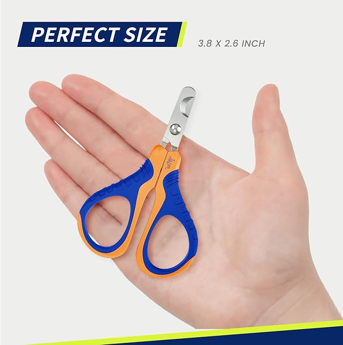 WePet Pet Nail Clippers U07.1, Professional Claw Trimmer, Bended Scissor Special for Cats, Kittens, Dogs, Puppies, Small Animals, Orange/Navy Blue
