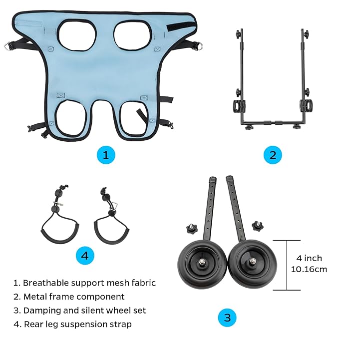 New Adjustable Small Dog Wheelchair for Back Legs, Walking Pets Dog Wheelchair, Doggy Wheelchair with Disabled Hind Legs, Mobility Aids for Small Pets Hind Limbs, Dog Carts with Wheels,Light Weight,XS