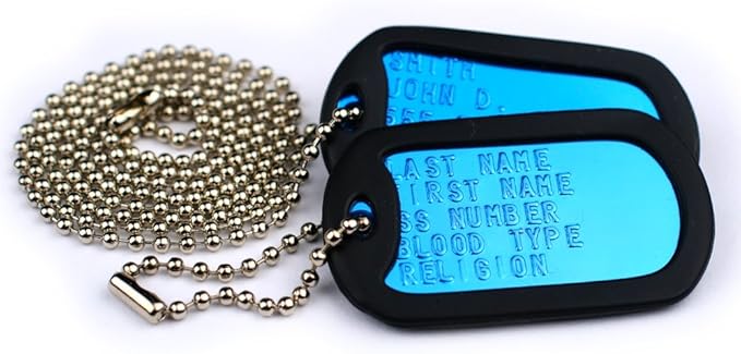 GoTags Pet ID Custom US Military Dog Tag Personalized ID Set. Complete with Chains and Silencers