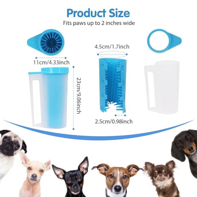 Portable Paw Washer - Fast Clean Foot Cleaner for Small, Medium and Large Dogs and Cats
