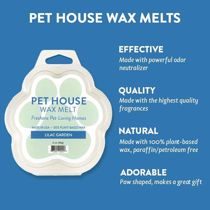 One Fur All 100% Natural Soy Wax Melts in 20+ Fragrances, Pack of 2 by Pet House - Long Lasting Pet Odor Eliminating Wax Melts, Non-Toxic Pet Wax Melts, Made in USA (Lilac Garden)