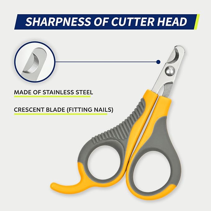 WePet Pet Nail Clippers U07.2, Professional Claw Trimmer, Scissor for Cats, Puppies, Kittens, Hamsters, Rabbits and Small Animals, Sharp, Safe, Small, Grey/Yellow