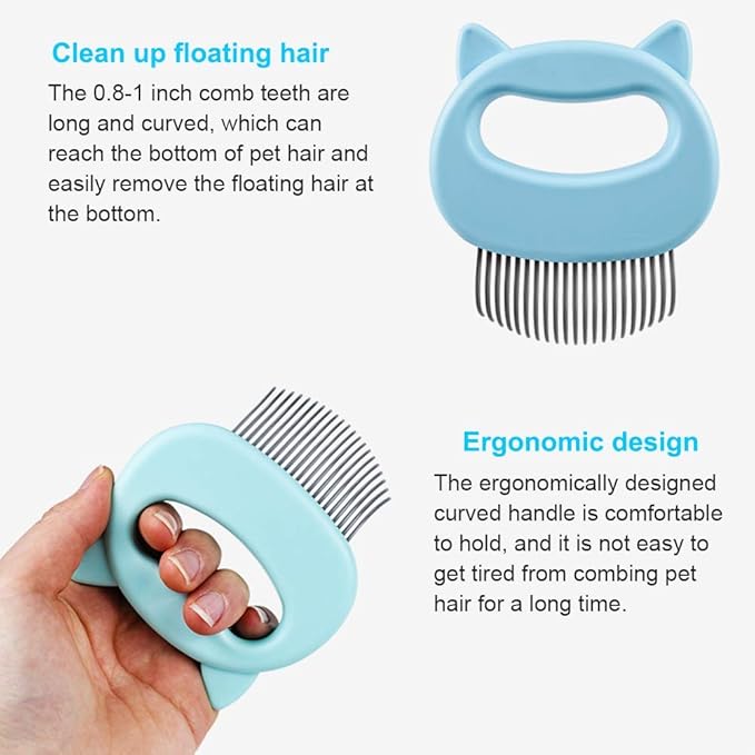 2 Pcs Cat Combs, Soft Fine Teeth Cat Hair Comb Pet Massage Comb, Short Long Hair Removal Massage Cat Shell Comb, Dog Cat Deshedding Brush Grooming Comb for Shedding Matted Fur, Knots & Tangles (pink)