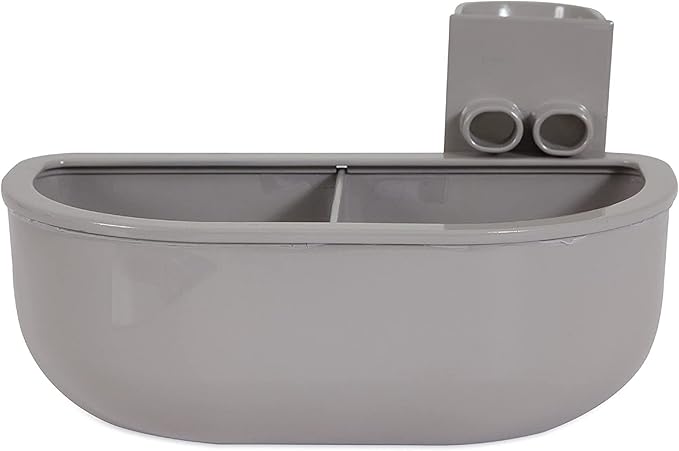 Petmate Vari Dog Kennel 32" and Petmate Double Diner Kennel Bowl, Gray, Small