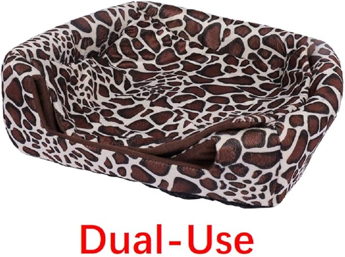 Spring Fever Hamster Guinea Pig Rabbit Dog Cat Chinchilla Hedgehog Bird Small Animal Pet Bed House Hideout Cage Accessorie E Leopard L (16.9 * 16.9 inch)