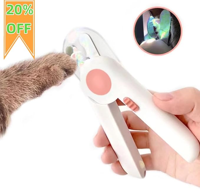 Dog & Cat Pets Nail Clippers and Trimmers,with LED Lighting Safety Guard to Over Cutting, Nail File-Suitable for Small Dogs and Cats(Pink)