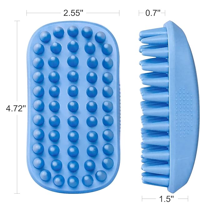 Dog Bath Brush,Rubber Dog Shampoo Grooming Brush, Silicone Shower Wash Curry Brush, Pet Scrubber for Short Long Haired Dogs Cats Massage Comb, Soft Shedding Bathing Brush Removes Loose & Shed Fur