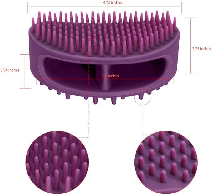 Dog Brush & Cat Brush, Soft Silicone Dog & Cat Grooming Brush, Pet Bath & Massage Brush for Cats and Dogs with Short or Long Hair, Cat Slicker Shedding Hair Brush Purple