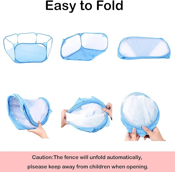 Small Animal Cage Tent Breathable & Transparent Pet Playpen Pop Open Outdoor/Indoor Exercise Fence, Portable Yard Fence for Guinea Pig, Rabbits, Hamster, Chinchillas and Hedgehogs (Low barriers)