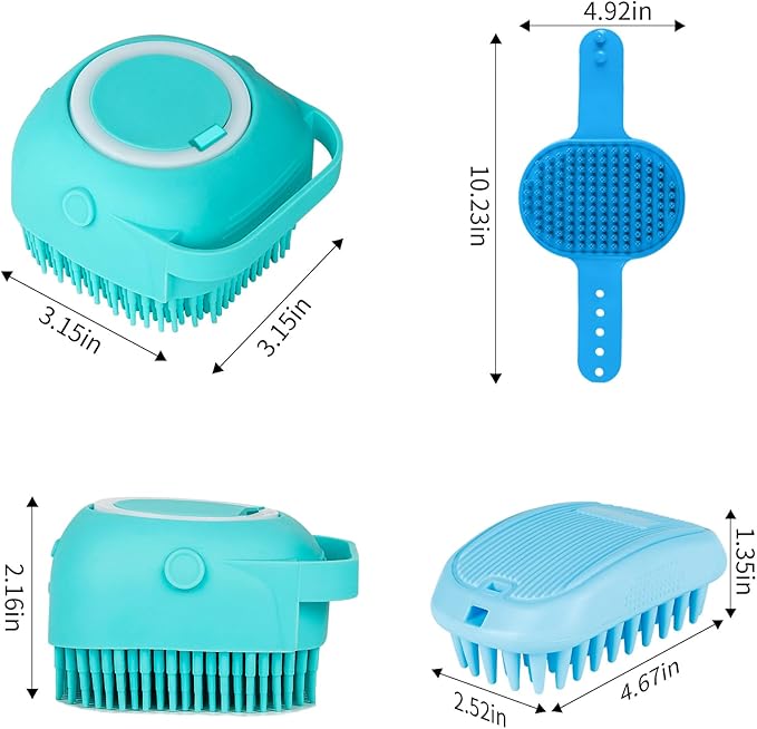 Comotech 3PCS Dog Bath Brush | Dog Shampoo Brush | Dog Scrubber for Bath | Dog/Grooming/Washing Brush Scrubber (Blue Blue Blue)