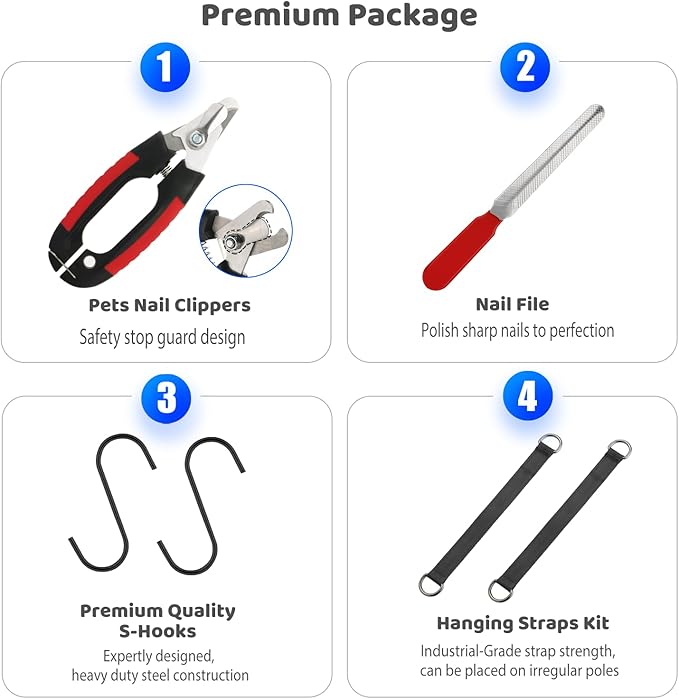 Guzekier Dog Grooming Hammock for Trim Nail, Dog Sling for Grooming, Dog Hammock Restraint Bag with Nail Clippers/Trimmer, Nail File, Pet Comb,Ear/Eye Care