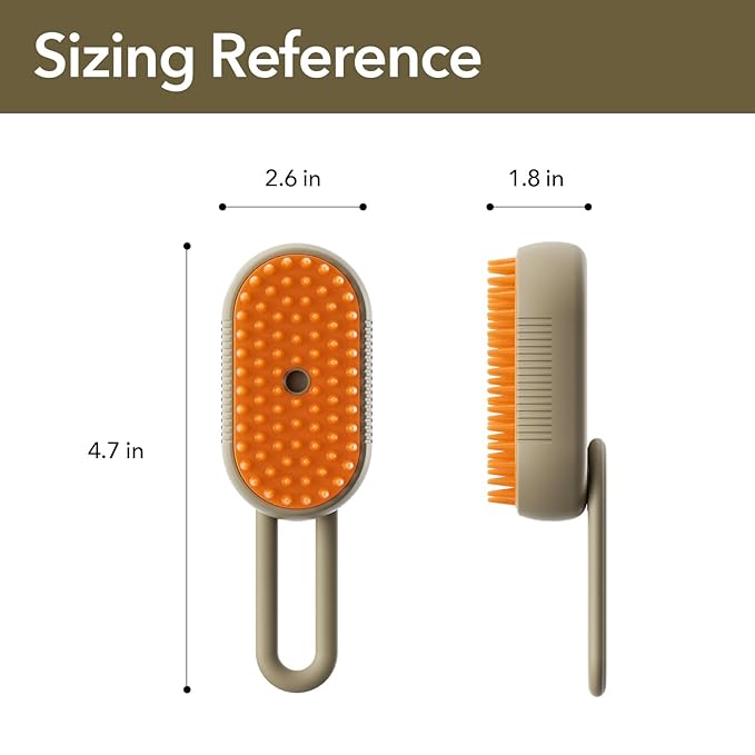 2nd Generation 3-in-1 Cat Steam Brush for Shedding, Pet Hair Removal Comb with Water Tank, Spray Cat Brush for Pet Grooming, Steamy Cat Brush for indoor Haired Cats, Dogs and Rabbits (Khaqi)