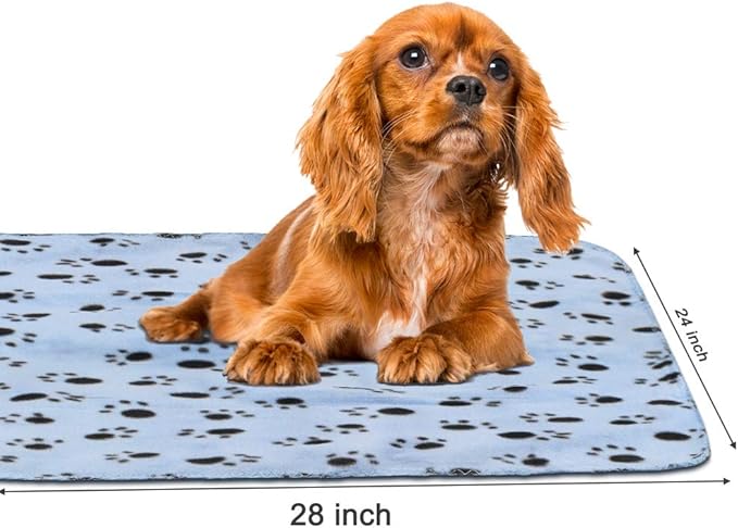 Comsmart Dog Blankets for Small Dogs, 6 Pack Puppy Blanket Cute Paw Print Pet Blanket for Dog, Puppy, Cat, Kitten, 24x28 inches, Blue