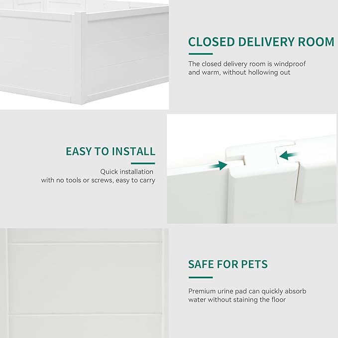 YITAHOME Whelping Box for Dogs/Puppies: Large Indoor Outdoor Playpen with Removable Doors, Washable Pads, Portable Puppy Brooder 39.4" L x 39.4" W x 17.7" H
