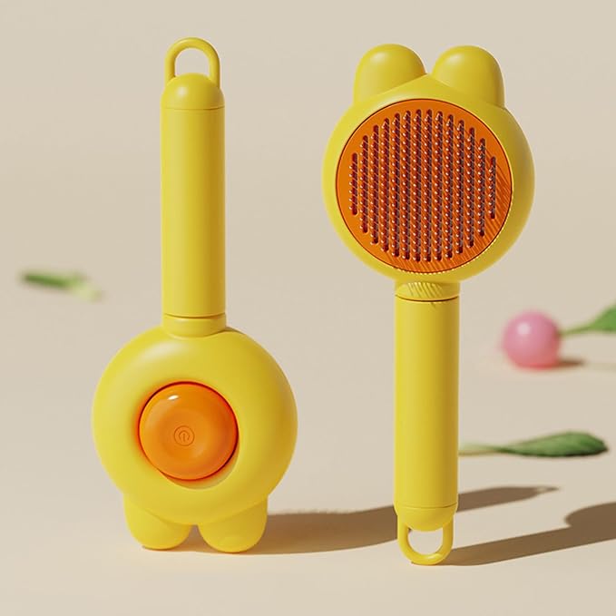 Premium Universal Pet Grooming Brush with Stainless Steel Pins Ideal for All Breeds Long Short Haired Cat and Dog,Ergonomic All-in-One Reduces Tanglesand PromotesHealthy Coat with Gentle (Yellow)