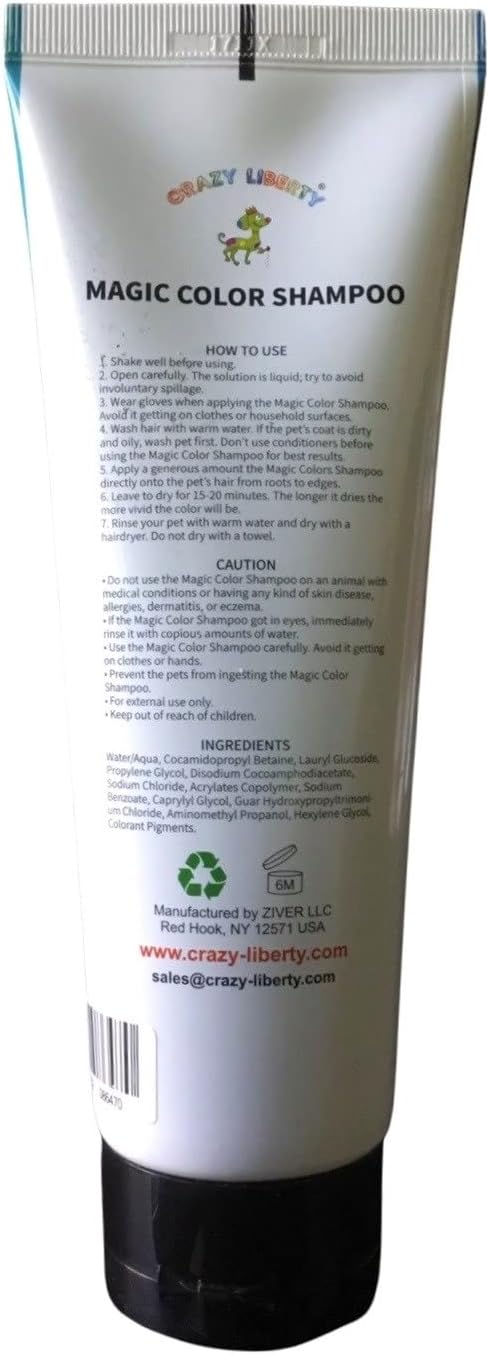 Magic Color Shampoos (Blue). Semi-Permanent Pet Hair Coloring Shampoo, Safe and Gentle Ammonia and Paraben Free Hair Dye Shampoo, Non-Toxic Coloring Shampoo for All Pets Can be Bathed.