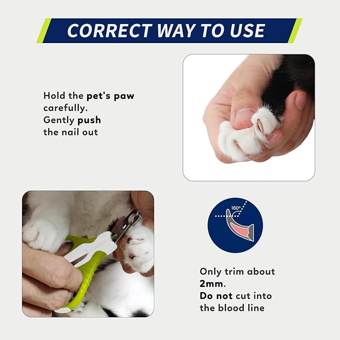 WePet Pet Nail Clippers U07.1, Professional Claw Trimmer, Bended Scissor Special for Cats, Kittens, Dogs, Puppies, Small Animals, White/Lime Green