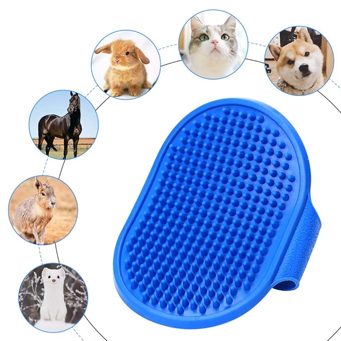 Dog Bath Brush | Pet Shedding Shampoo Brush for Long & Short Hair | Grooming Rubber Comb for Cat & Dog | Animal Soft Massage Scrubber | with Adjustable Ring Handle (2 Pcs)