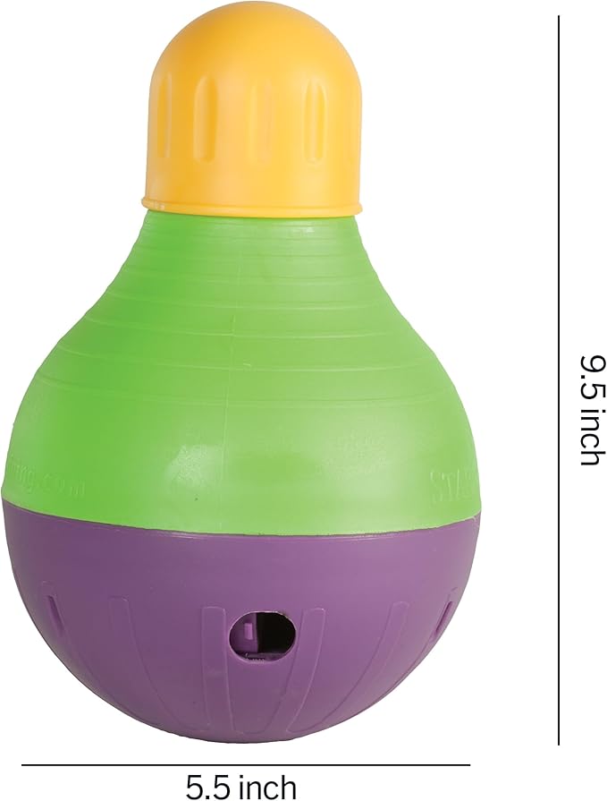 Starmark Bob-A-Lot Interactive Dog Pet Toy, Large, Yellow/Green/Purple
