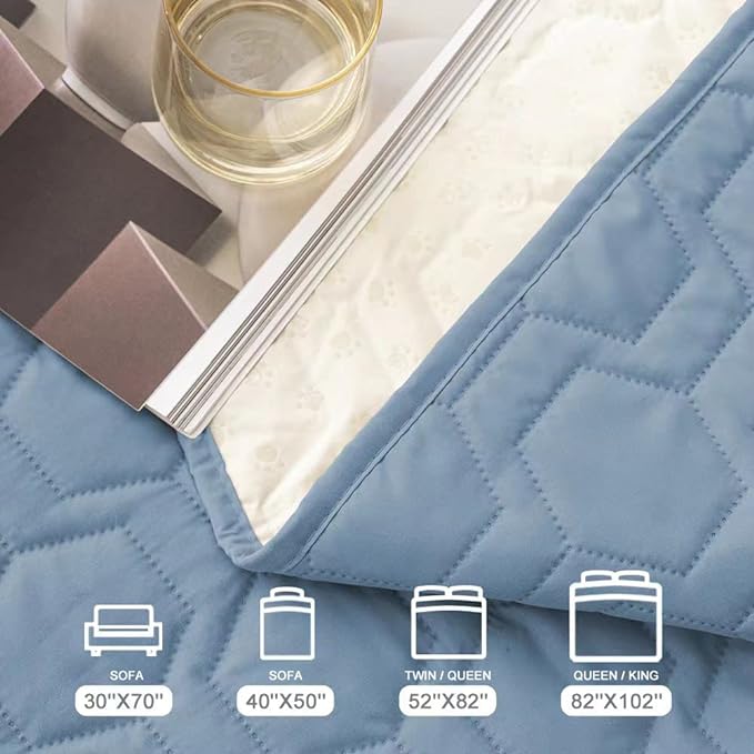 Waterproof and Anti-Slip Dog Bed Cover and Pet Blanket Sofa Pet Bed Mat ,car Incontinence Mattress Protectors Furniture Couch Cover for Most Cats Dogs, Pets(82x102-Stoneblue)
