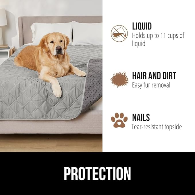 Gorilla Grip 100% Waterproof Dog Blanket, Pet Friendly Sofa Throw Essential for Small Pets, Dogs, Cats, Tear and Slip Resistant Leakproof Couch Cushion Cover for Indoor Furniture, 30x70 Lt Gray