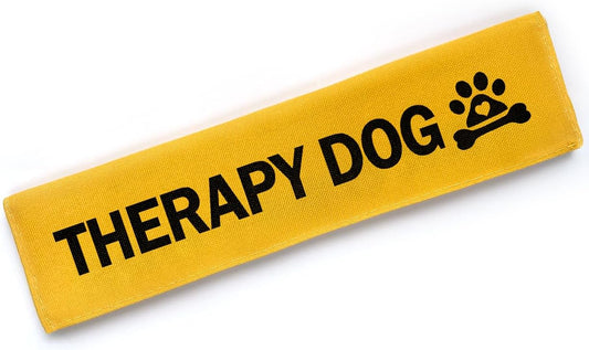 Yellow Therapy Dog Leash Sleeve, Emotional Support Dog Tags Dog Leash Sleeve Wrap Alert Hanging ID Patch Tag Dog Bike Leash Sleeve, Pet Dog Birthday Service Dog Leash Gift for Dog Owners